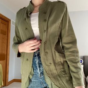 Anama olive green lightweight long blazer M